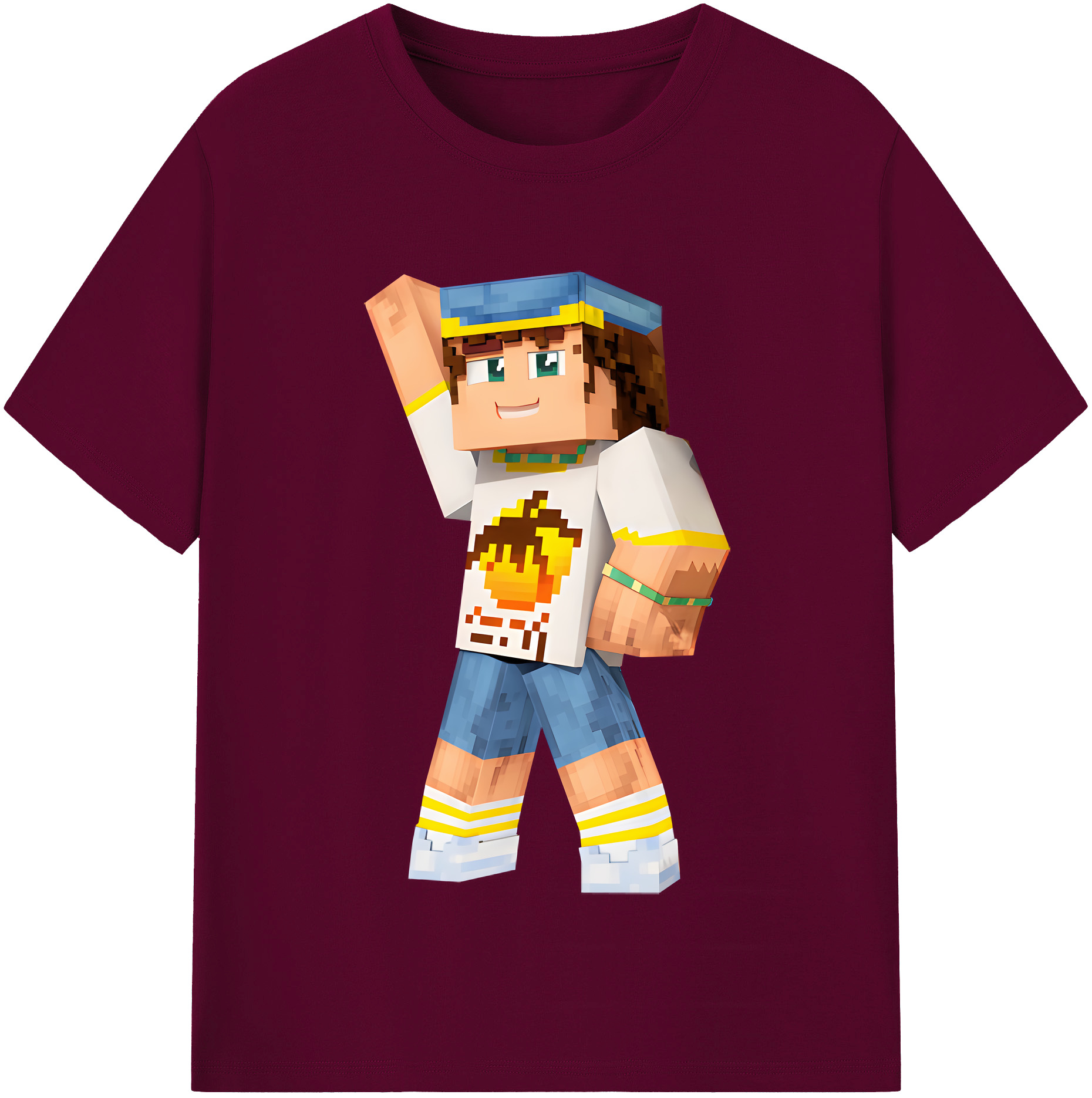 （画像用） マインクラフト ブロックの世界 Minecraft MC Block world レディースカジュアルプリントTシャツ（綿100％）